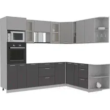 Готовая кухня Интерлиния Мила 1.88x2.6 правая без столешницы (серебристый/антрацит)