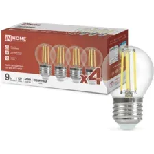 Лампа светодиодная филаментная Е27 IN HOME LED-ШАР-deco 4PACK 9 Вт 4000К 4 штуки (4690612052564)