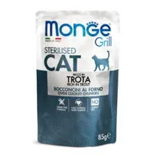 Влажный корм Monge Cat Grill для стерилизованных кошек, с форелью, паучи 85 г