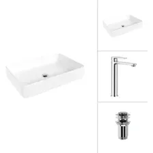Умывальник Lauter 21842 + Moon 21СK81691C с донным клапаном 21190CH (хром)
