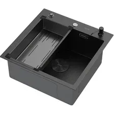 Кухонная мойка ARFEKA Eco AR мойка 500*500 POP-UP, коландер G, дозатор BLACK DECOR