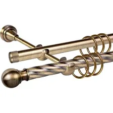 Карниз для штор АС ФОРОС Grace D19К/19Г + наконечники Шар Стюард (3м, антик)