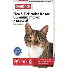 Ошейник от блох и клещей Beaphar Flea&Tick collar от блох и клещей для котов 35 см (голубой)