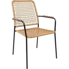 Садовый стул AksHome Bergamo (PE, иск.роттанг, черный+коричневый)