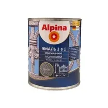 Грунт-эмаль алкидная Alpina Эмаль по ржавчине 3 в 1 молотковая, цветная, серый 0,80 кг