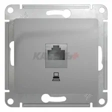 GLOSSA РОЗЕТКА компьютерная RJ45 кат. 5e, механизм, АЛЮМИНИЙ