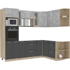 Готовая кухня Интерлиния Мила 1.68x2.4 правая без столешницы (бетон/антрацит)
