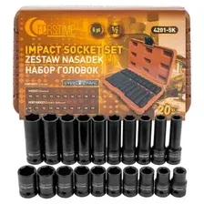 Набор головок 20пр., 1/2''(6гр.) (короткие 38мм/глубокие 78мм: 10-19мм) в пласт.кейсе FT42015K FORSTIME