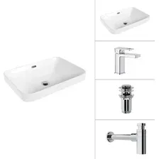 Умывальник Lauter 21441B + Cascade 21СК655C + сифон 21635CH + донный кл. 21190CH (хром)