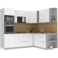 Готовая кухня Интерлиния Мила Лайт 1.88x2.4 правая (белый платинум/белый платинум/дуб бунратти)