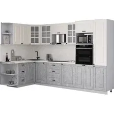 Готовая кухня Интерлиния Мила Деко 1.68x3.2 LV (керамика/белый/опал светлый)