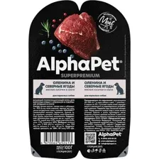 Влажный корм для собак AlphaPet Superpremium с олениной и ягодами в соусе / 211012 (100г)