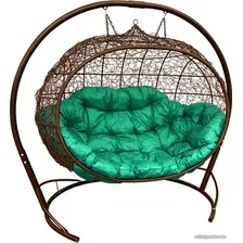 Подвесной диван M-Group Улей 11210204 (коричневый ротанг/зеленая подушка)
