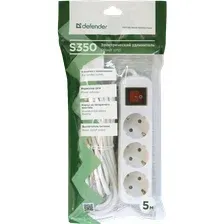 Удлинитель Defender S350 / 99235 (5м, 3 розетки, белый)