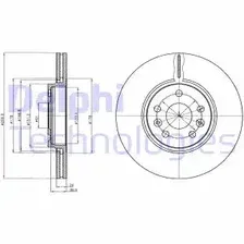 Тормозной диск DELPHI BG4338 вентилируемый , передняя ось