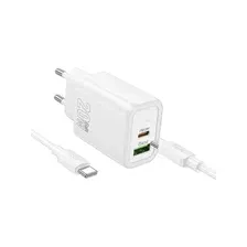 Сетевое зарядное устройство HOCO N61 PD20W+QC3.0 с кабелем (Type-c to Type-c) белый