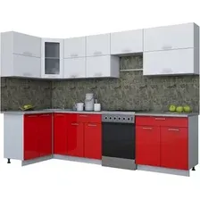 Готовая кухня Интерлиния Мила Gloss 60-12x30 (белый/красный глянец)