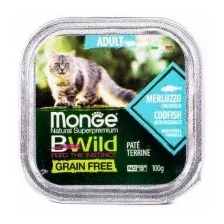 Ламистер Monge для кошек, треска с овощами, BWild, 100 г