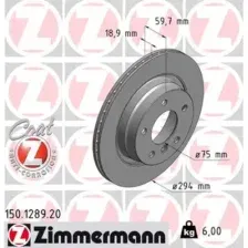 Тормозной диск ZIMMERMANN 150.1289.20 вентилируемый , задняя ось