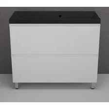 Тумба с умывальником Symbolite Манхэттен 100 Plus 2 ящика + Line 100x48 (белый матовый/антрацит)