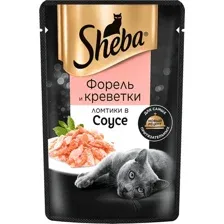 Пресервы Sheba Ломтики в соусе. Форель и креветки 75 г