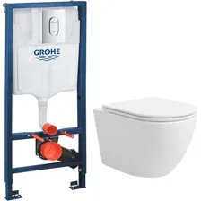 Унитаз подвесной Lauter Vortex 2110830 + GROHE Rapid SL 39504000 с кнопкой (округлая, хром)