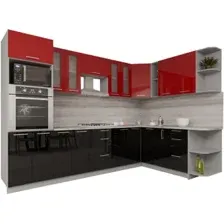 Готовая кухня Интерлиния Мила Gloss 1.88x3.0 правая (красный-черный)