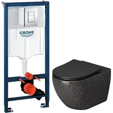 Унитаз подвесной Grossman Color GR-4411BBLS + GROHE Rapid SL 38772001 (с кнопкой)