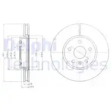 Тормозной диск DELPHI BG4189C вентилируемый , передняя ось