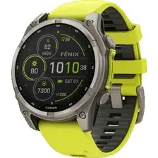 Умные часы Garmin Fenix 8 Solar Sapphire 47мм (титатновый серый/желтый ремешок)