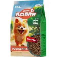 Сухой корм для собак Хаппи Лаппи Говядина 600 г