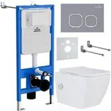 Унитаз подвесной Roxen Cube bidet в комплекте с инсталляцией StounFix Dual Fresh 6 в 1 966426 (кнопк