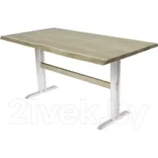 Обеденный стол Buro7 Двутавр с обзолом 150x80x76 (дуб беленый/белый)