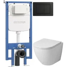 Унитаз подвесной Grossman GR-4455SQ + 900.K42.01.000 + Classic 700.K45.04.21M.21M (черный матовый)