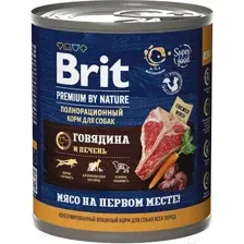Влажный корм для собак Брит Premium by Nature с говядиной и печенью / 5051151 (850г)