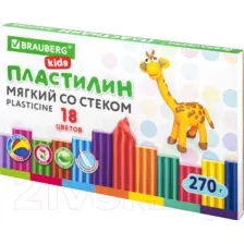 Пластилин восковой Brauberg Kids / 106497 (18цв)