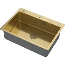 Кухонная мойка ARFEKA ECO AR 700*500 POP-UP GOLD PVD NANO DECOR
