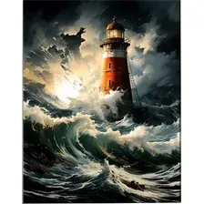 Картина по номерам Флюид Маяк в бушующем море 30х40 /  KK0874