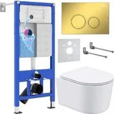 Унитаз подвесной Roxen Simple compact в комплекте с инсталляцией StounFix Dual Fresh 6 в 1 968026 (к