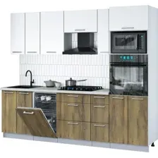 Готовая кухня Интерлиния Мила Gloss 2.55-ПМ3 (дуб вотан/белый/опал светлый)