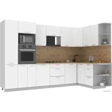 Готовая кухня Интерлиния Мила Лайт 1.68x3.2 правая (белый платинум/белый платинум/дуб бунратти)