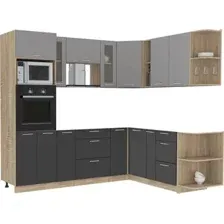 Готовая кухня Интерлиния Мила 1.88x2.4 правая без столешницы (серебристый/антрацит)