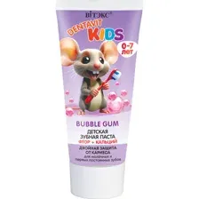Паста зубная детская Вiтэкс Dentavit Kids, двойная защита от кариеса, фтор+кальций, bubble gum, 65 г