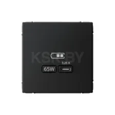 Розетка USB тип-С 65Вт высокоскор.заряд. QC, PD, механизм GAL001027 Systeme Electric ArtGallery Карбон (GAL001027)