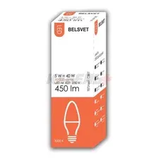 Лампа светодиодная LED-M C37 5 W 3000 К E27 Belsvet в красочной упаковке