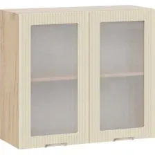 Шкаф навесной Трия Кимберли 1ВВ8С с двумя дверьми (дуб крафт золотой/крем)