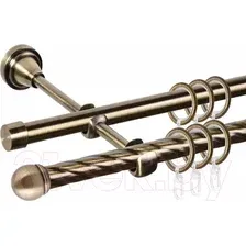 Карниз для штор АС ФОРОС Grace D16K/16Г + наконечники Сфера (2.4м, антик)