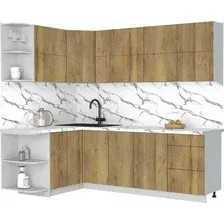 Кухонный модуль Интерлиния Мила Матте 1.5x2.4 А (дуб вотан/дуб вотан/белый гранит)