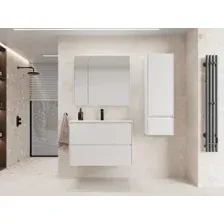 Symbolite Тумба с умывальником Лима 80 Line Plus 2 ящика + Line 80x48 (подвесная, белый матовый)