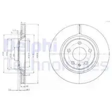 Тормозной диск DELPHI BG3997 вентилируемый , задняя ось